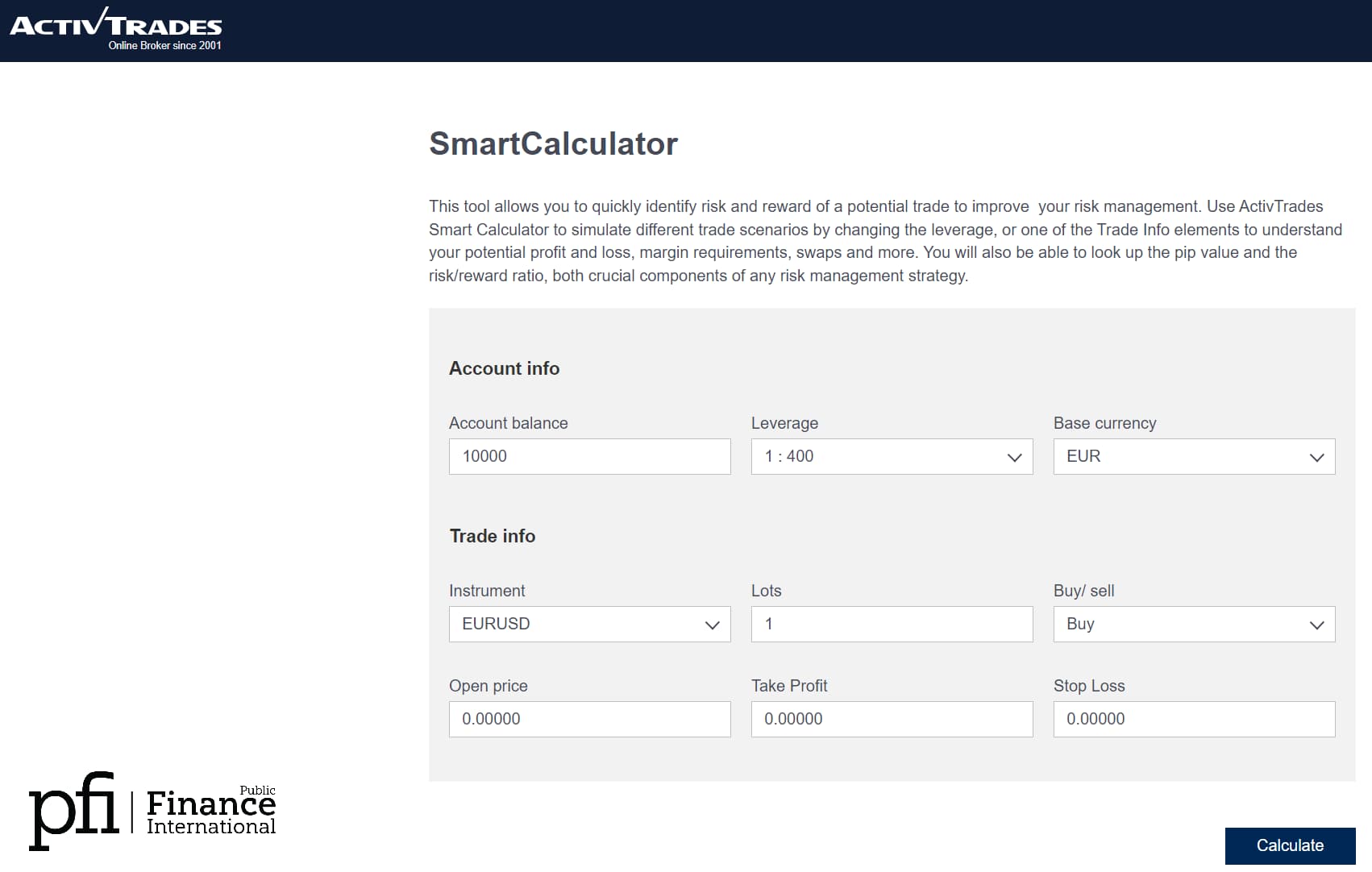 activtrades smart calculator